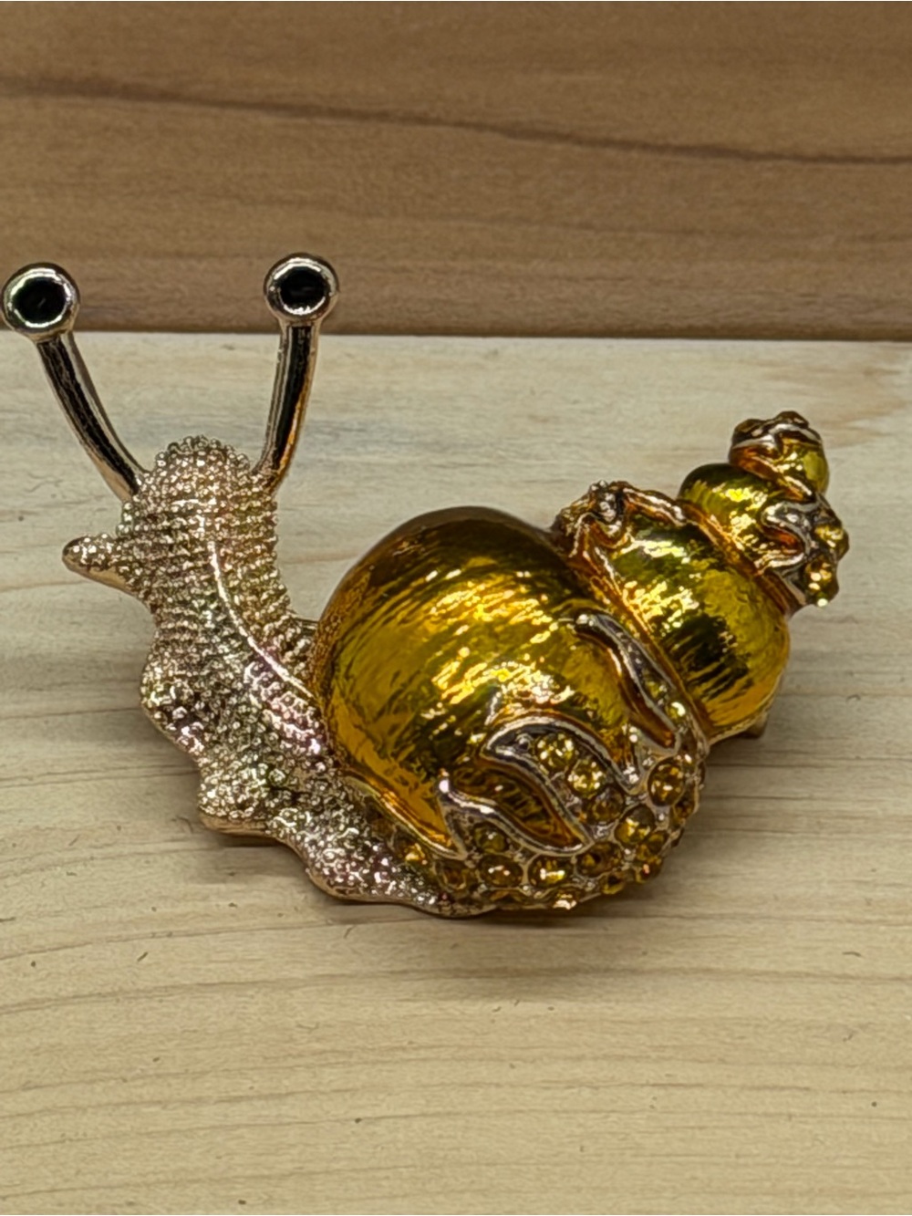 Vintage Gold Tone Snail Brooch Enamel Pin Whimsical Statement
